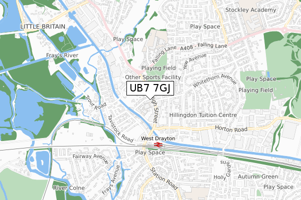 UB7 7GJ map - small scale - OS Open Zoomstack (Ordnance Survey) UB7 7GJ map - small scale - OS Open Zoomstack (Ordnance Survey)