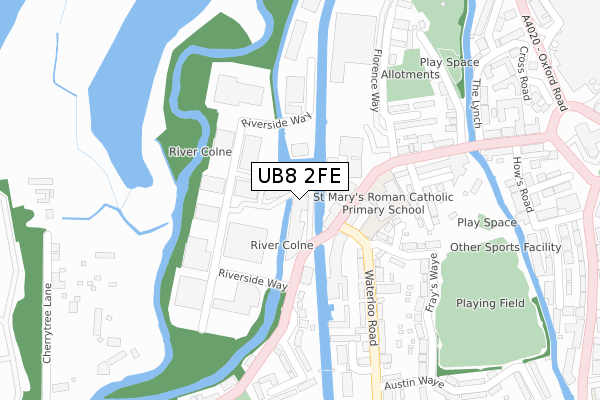 UB8 2FE map - large scale - OS Open Zoomstack (Ordnance Survey)