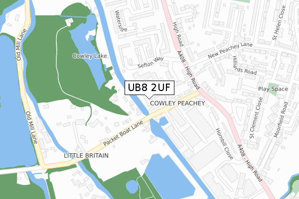 UB8 2UF map - large scale - OS Open Zoomstack (Ordnance Survey)