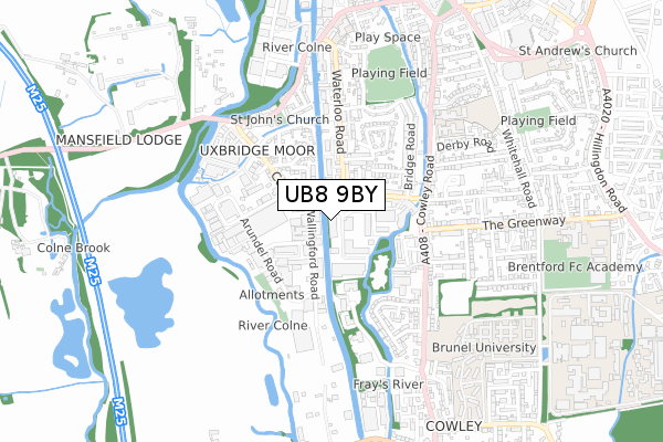 UB8 9BY map - small scale - OS Open Zoomstack (Ordnance Survey)