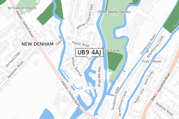 UB9 4AJ map - large scale - OS Open Zoomstack (Ordnance Survey)