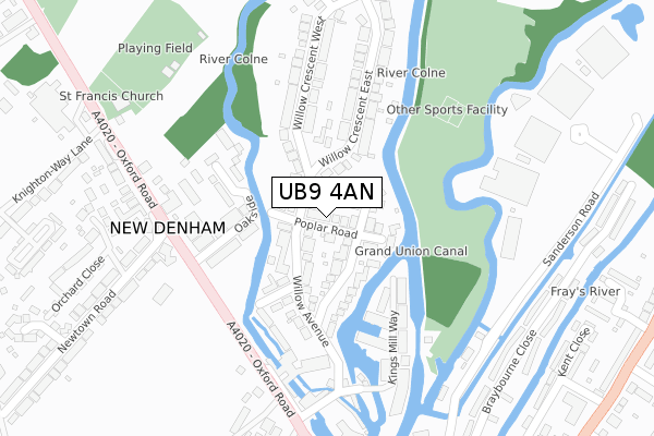 UB9 4AN map - large scale - OS Open Zoomstack (Ordnance Survey)