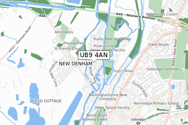 UB9 4AN map - small scale - OS Open Zoomstack (Ordnance Survey)