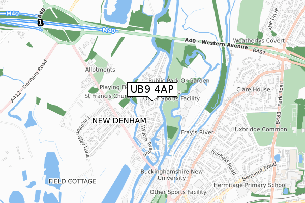 UB9 4AP map - small scale - OS Open Zoomstack (Ordnance Survey)