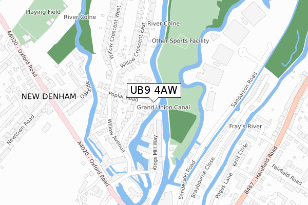 UB9 4AW map - large scale - OS Open Zoomstack (Ordnance Survey)