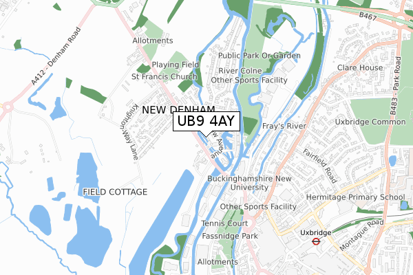 UB9 4AY map - small scale - OS Open Zoomstack (Ordnance Survey)