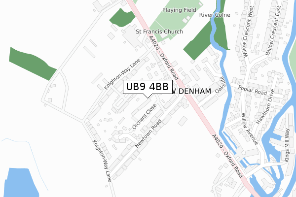 UB9 4BB map - large scale - OS Open Zoomstack (Ordnance Survey)