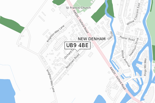 UB9 4BE map - large scale - OS Open Zoomstack (Ordnance Survey)