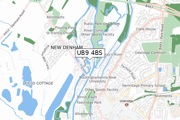 UB9 4BS map - small scale - OS Open Zoomstack (Ordnance Survey)