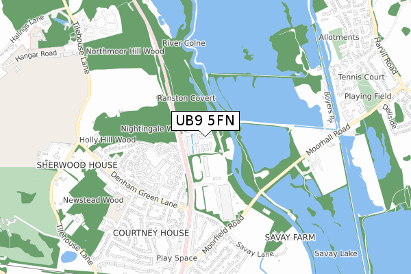 UB9 5FN map - small scale - OS Open Zoomstack (Ordnance Survey)