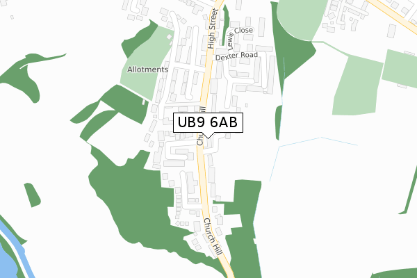 UB9 6AB map - large scale - OS Open Zoomstack (Ordnance Survey)