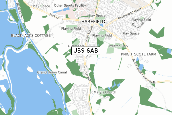 UB9 6AB map - small scale - OS Open Zoomstack (Ordnance Survey)