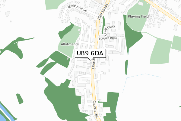 UB9 6DA map - large scale - OS Open Zoomstack (Ordnance Survey)