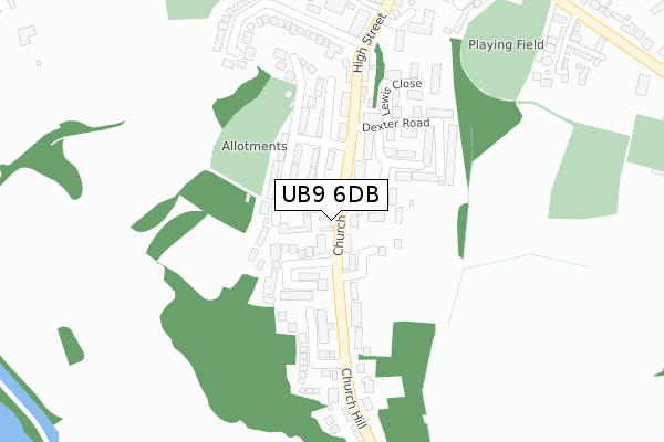 UB9 6DB map - large scale - OS Open Zoomstack (Ordnance Survey)