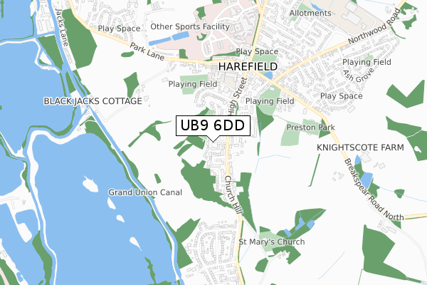 UB9 6DD map - small scale - OS Open Zoomstack (Ordnance Survey)