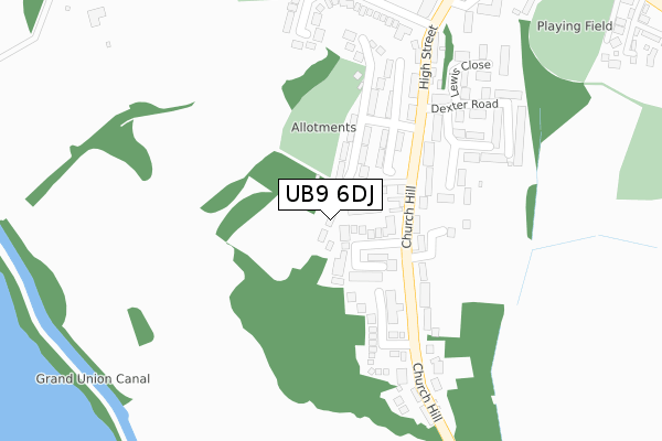 UB9 6DJ map - large scale - OS Open Zoomstack (Ordnance Survey)