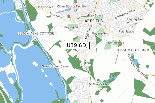 UB9 6DJ map - small scale - OS Open Zoomstack (Ordnance Survey)