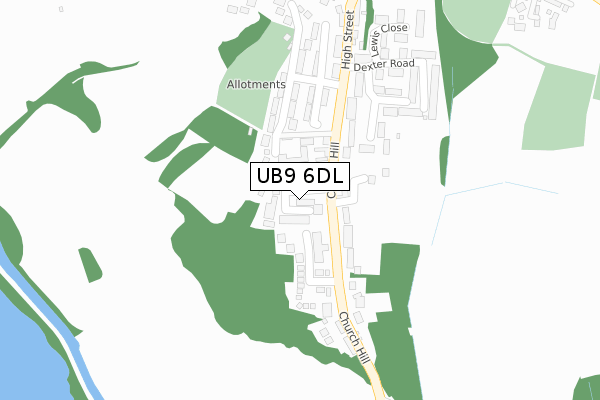 UB9 6DL map - large scale - OS Open Zoomstack (Ordnance Survey)