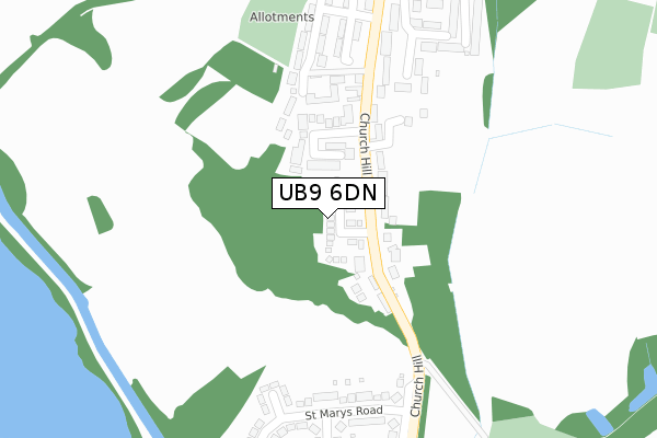 UB9 6DN map - large scale - OS Open Zoomstack (Ordnance Survey)
