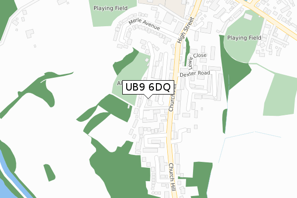 UB9 6DQ map - large scale - OS Open Zoomstack (Ordnance Survey)