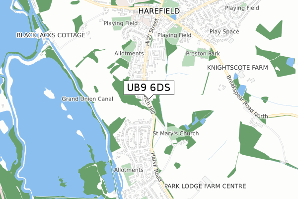 UB9 6DS map - small scale - OS Open Zoomstack (Ordnance Survey)