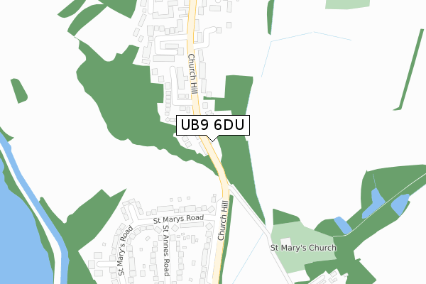 UB9 6DU map - large scale - OS Open Zoomstack (Ordnance Survey)
