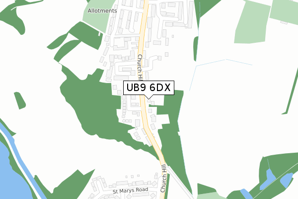 UB9 6DX map - large scale - OS Open Zoomstack (Ordnance Survey)