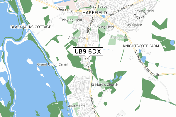 UB9 6DX map - small scale - OS Open Zoomstack (Ordnance Survey)
