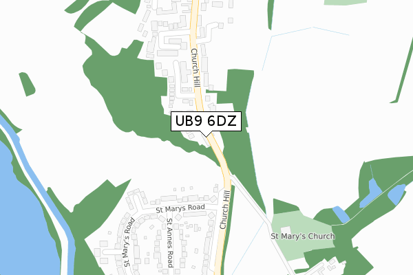 UB9 6DZ map - large scale - OS Open Zoomstack (Ordnance Survey)
