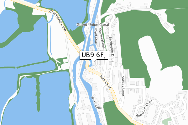 UB9 6FJ map - large scale - OS Open Zoomstack (Ordnance Survey)