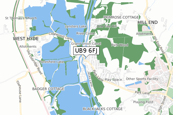 UB9 6FJ map - small scale - OS Open Zoomstack (Ordnance Survey)