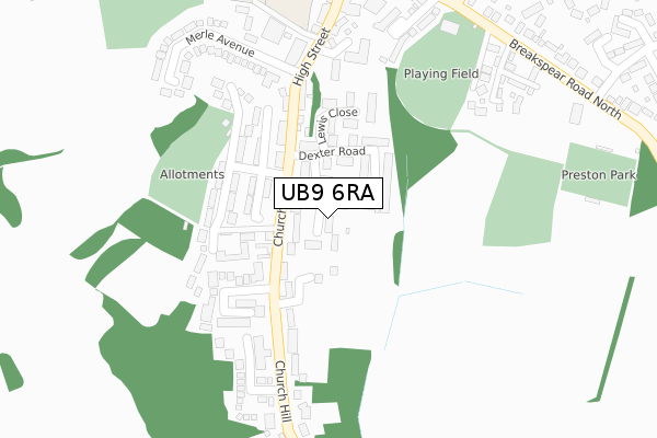 UB9 6RA map - large scale - OS Open Zoomstack (Ordnance Survey)