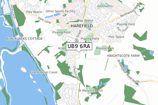 UB9 6RA map - small scale - OS Open Zoomstack (Ordnance Survey)