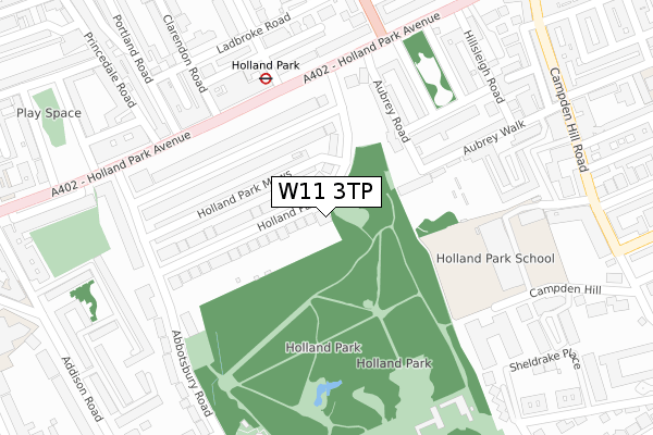 W11 3TP map - large scale - OS Open Zoomstack (Ordnance Survey)