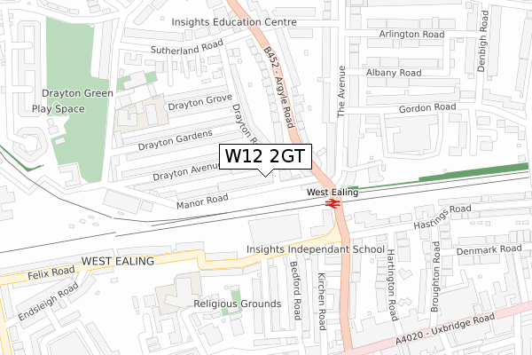 W12 2GT map - large scale - OS Open Zoomstack (Ordnance Survey)