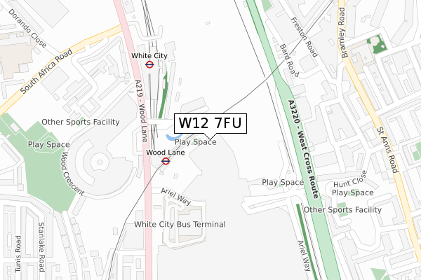 W12 7FU map - large scale - OS Open Zoomstack (Ordnance Survey) W12 7FU map - large scale - OS Open Zoomstack (Ordnance Survey)