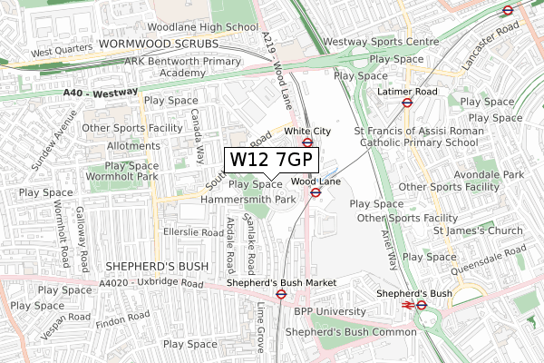 W12 7GP map - small scale - OS Open Zoomstack (Ordnance Survey) W12 7GP map - small scale - OS Open Zoomstack (Ordnance Survey)