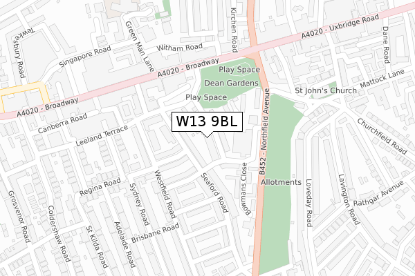 W13 9BL map - large scale - OS Open Zoomstack (Ordnance Survey) W13 9BL map - large scale - OS Open Zoomstack (Ordnance Survey)