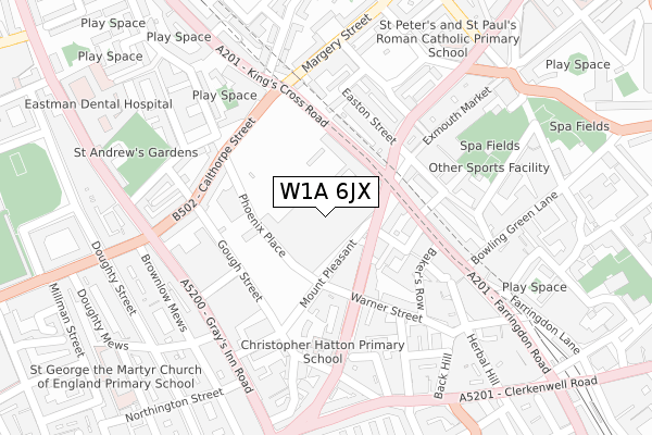 W1A 6JX map - large scale - OS Open Zoomstack (Ordnance Survey)