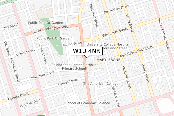 W1U 4NR map - large scale - OS Open Zoomstack (Ordnance Survey)