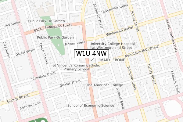 W1U 4NW map - large scale - OS Open Zoomstack (Ordnance Survey)