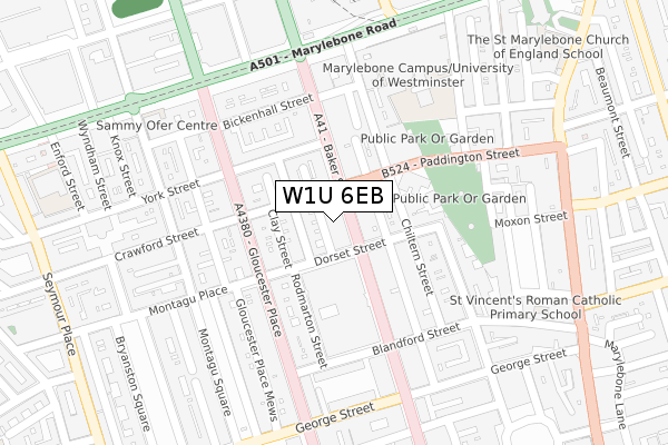 W1U 6EB map - large scale - OS Open Zoomstack (Ordnance Survey)