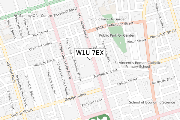 W1U 7EX map - large scale - OS Open Zoomstack (Ordnance Survey)