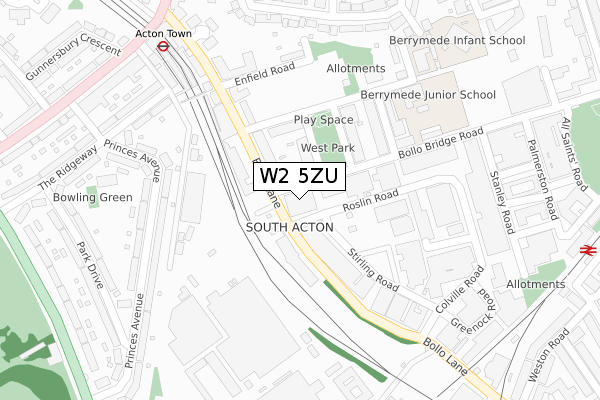 W2 5ZU map - large scale - OS Open Zoomstack (Ordnance Survey)