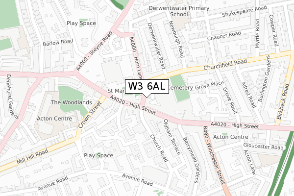 W3 6AL map - large scale - OS Open Zoomstack (Ordnance Survey)