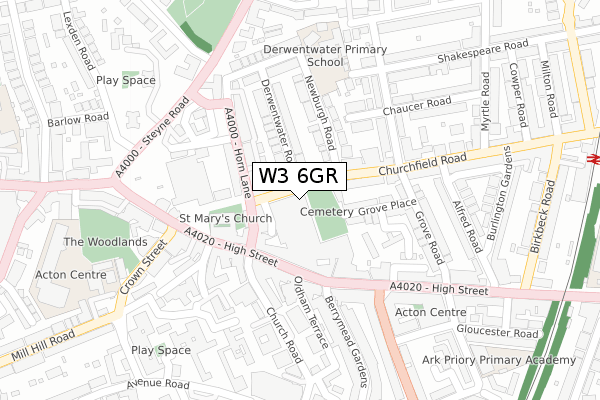 W3 6GR map - large scale - OS Open Zoomstack (Ordnance Survey)