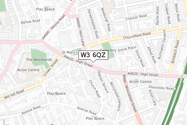 W3 6QZ map - large scale - OS Open Zoomstack (Ordnance Survey)