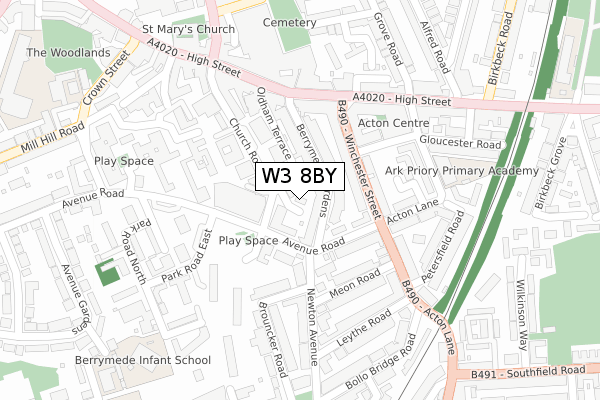 W3 8BY map - large scale - OS Open Zoomstack (Ordnance Survey)