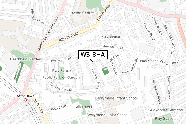 W3 8HA map - large scale - OS Open Zoomstack (Ordnance Survey)