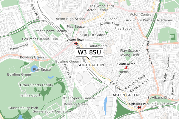W3 8SU map - small scale - OS Open Zoomstack (Ordnance Survey) W3 8SU map - small scale - OS Open Zoomstack (Ordnance Survey)